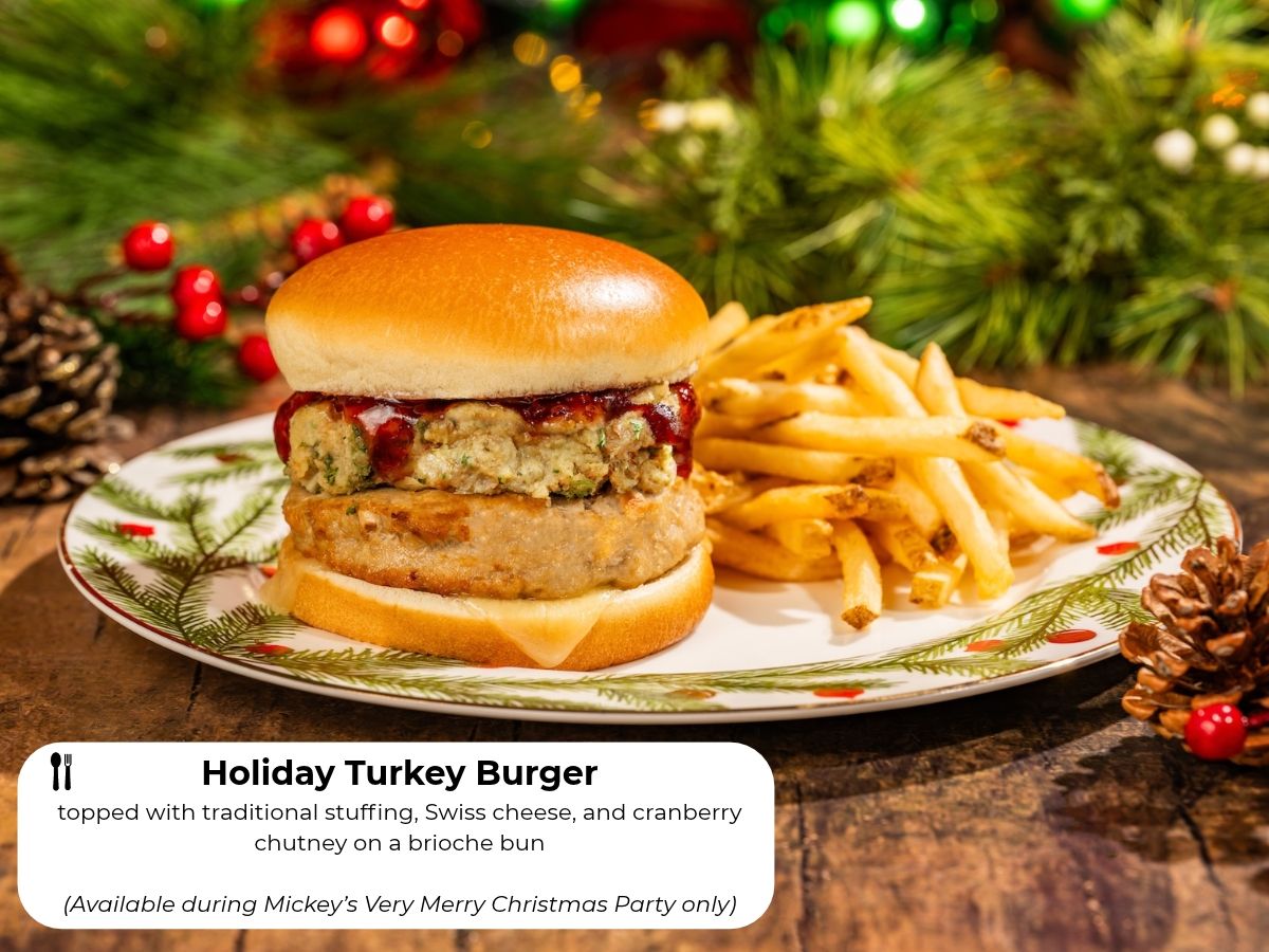 Holiday Turkey Burger loaded with stuffing and cranberry chutney