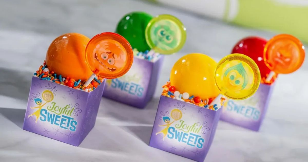 Themed Inside Out cupcakes with character toppers