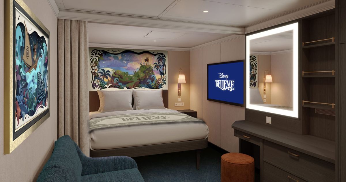 An Inside stateroom layout on the Disney Believe