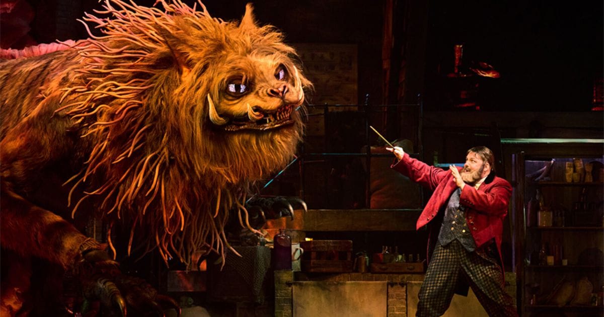 Stage performers and creature effects inside Le Cirque Arcanus