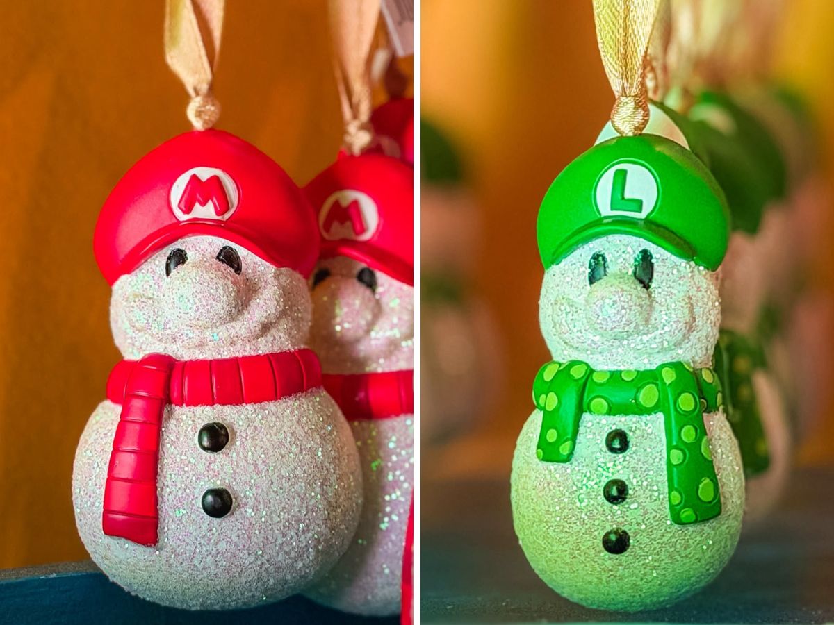 Mario and Luigi snowman holiday tree ornaments