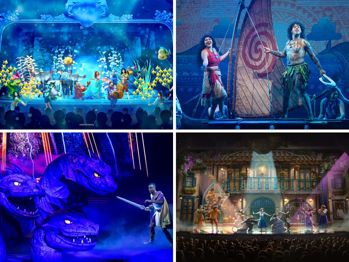 Marquee Broadway stage shows performing in the Walt Disney Theatre on Wish class ships
