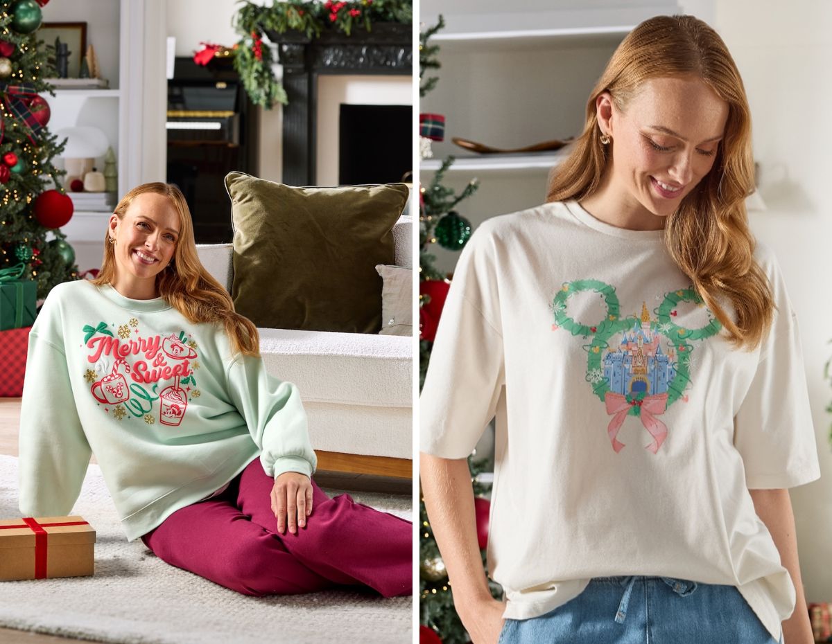 The Mickey Mouse Icon Wreath and Fantasyland Castle T-Shirt for Women