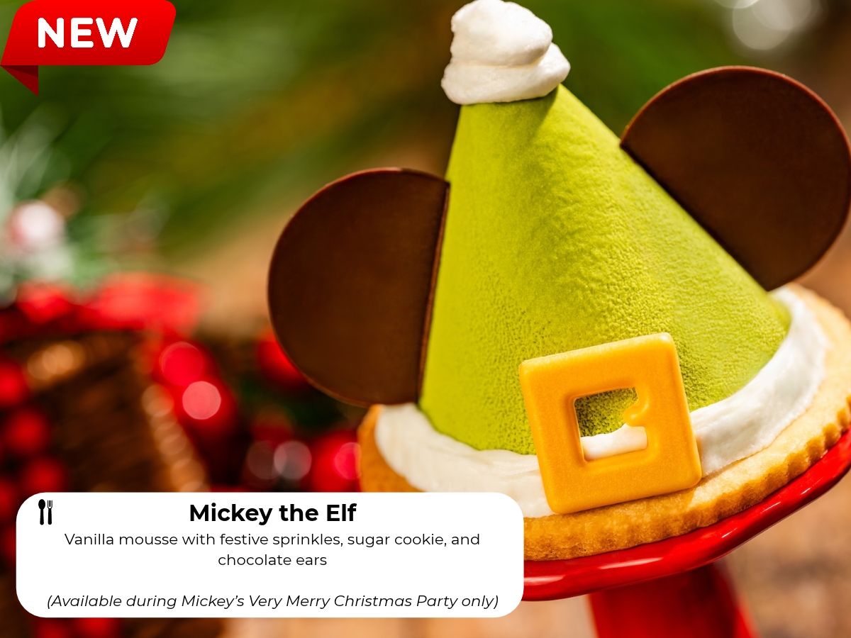 Mickey the Elf dessert with vanilla mousse and chocolate ears