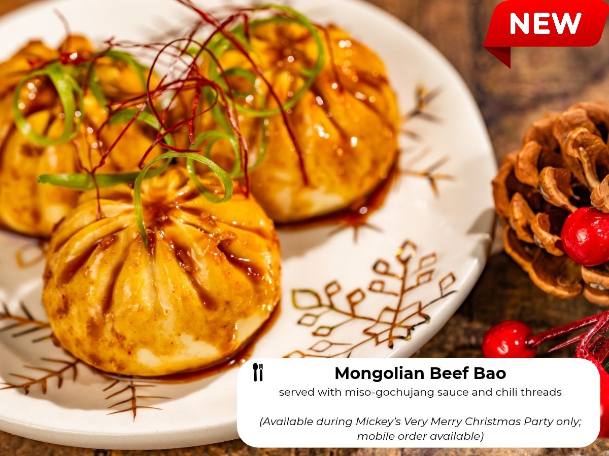 Mongolian Beef Bao topped with chili threads