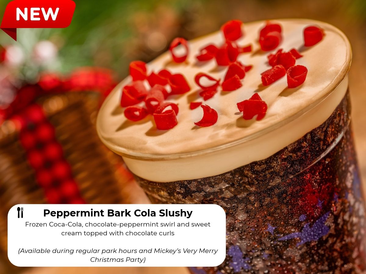 Peppermint Bark Cola Slushy served in a clear cup