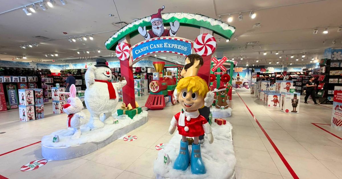 Themed holiday photo op display inside Spirit Christmas