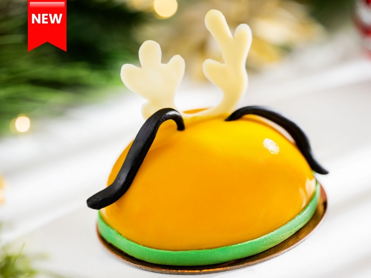 The Pluto Reindeer specialty pastry on display at Amorette's Patisserie