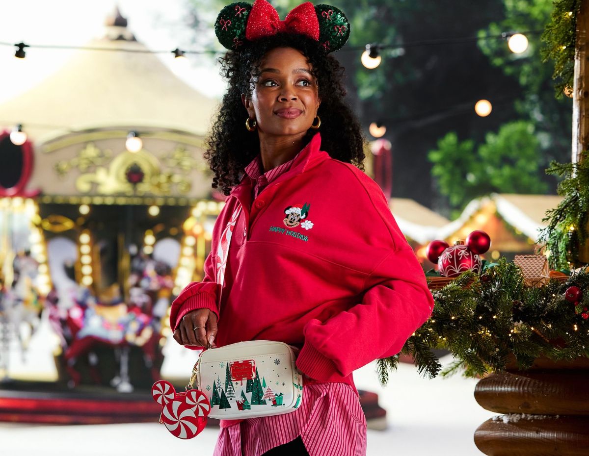 The Santa Mickey Mouse Loungefly Holiday Crossbody Bag and Coin Purse Set