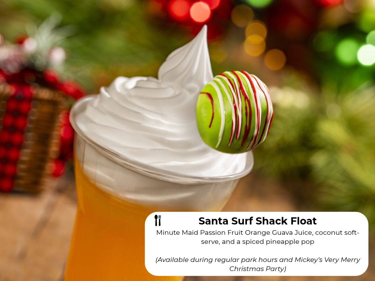 Santa Surf Shack Float with coconut soft serve