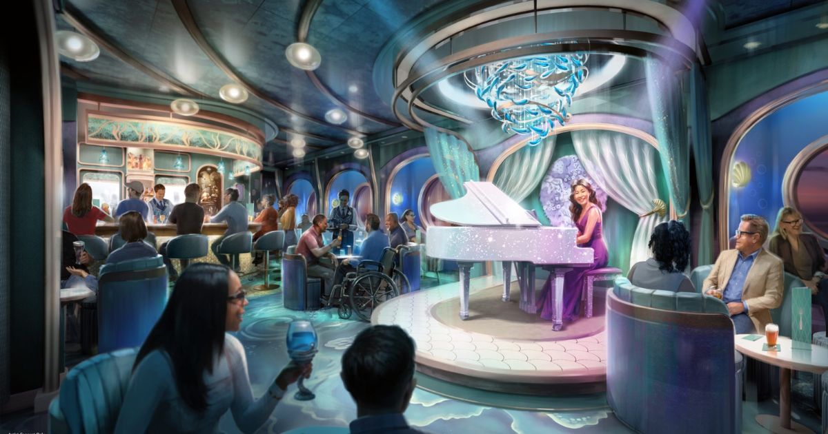 Interior seating and stage area inside the Sea Notes lounge