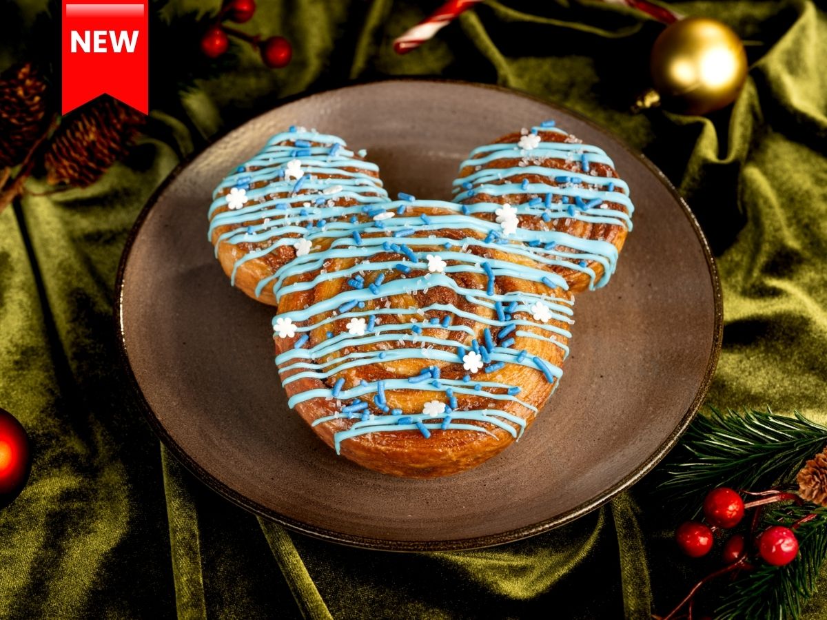 The Snowflake Cinnamon Roll covered in icing at Disney's Animal Kingdom