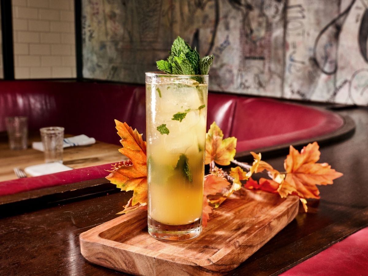 The Spiced Apple cocktail served cold at Disney Springs