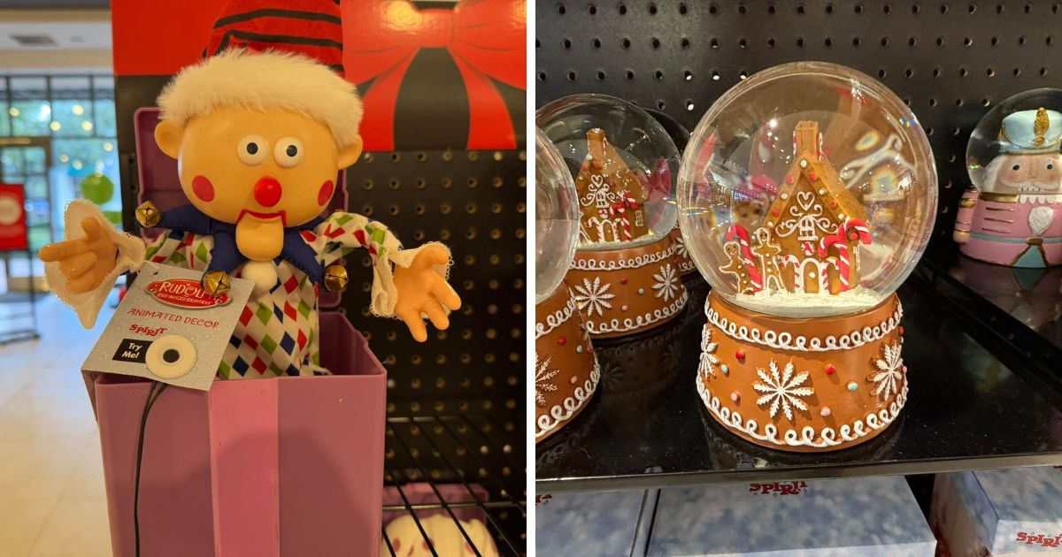 Assorted holiday gift sets stocked on shelves at Spirit Christmas