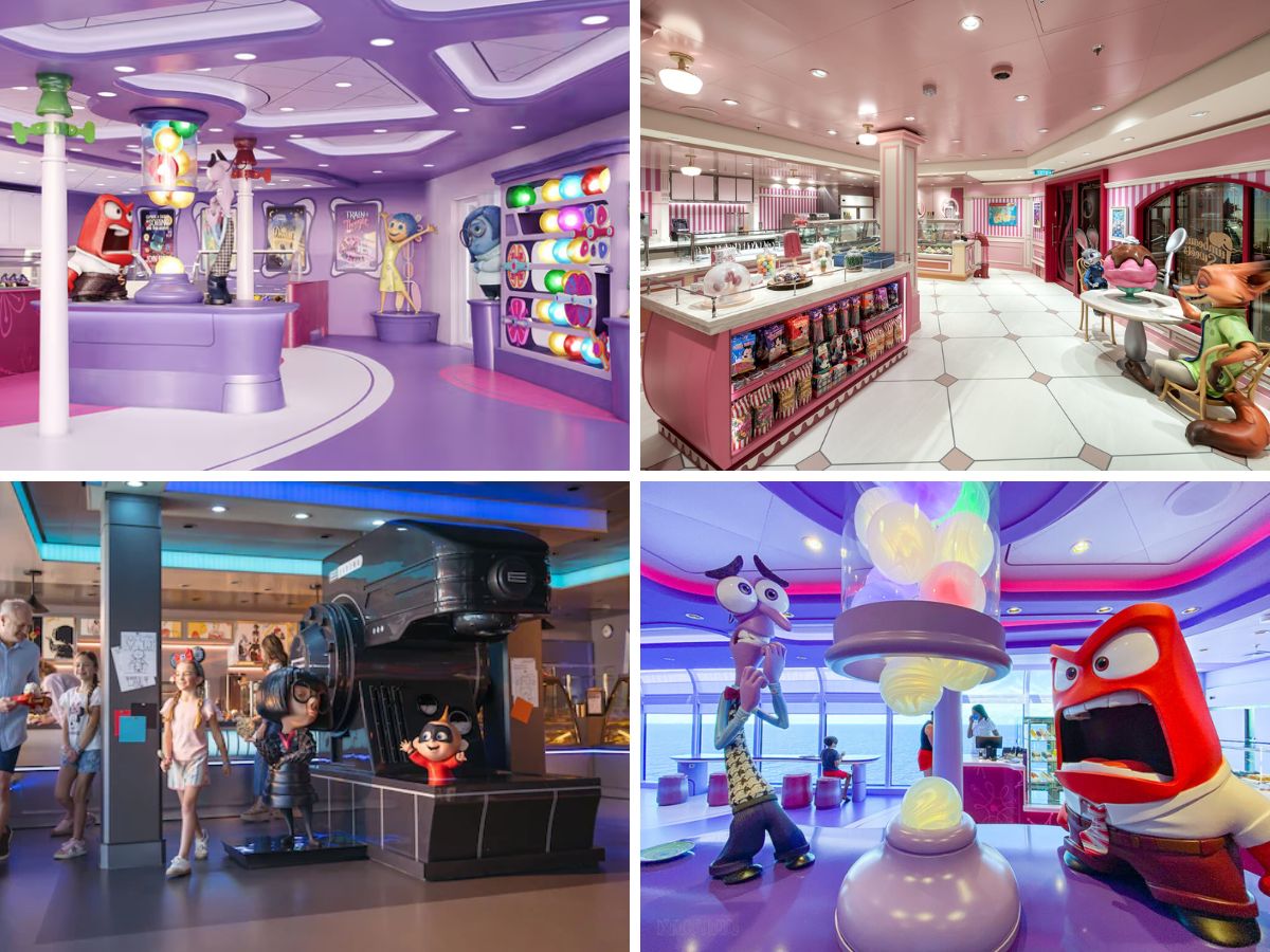 Themed specialty sweet shops across the Disney Wish class cruise ships
