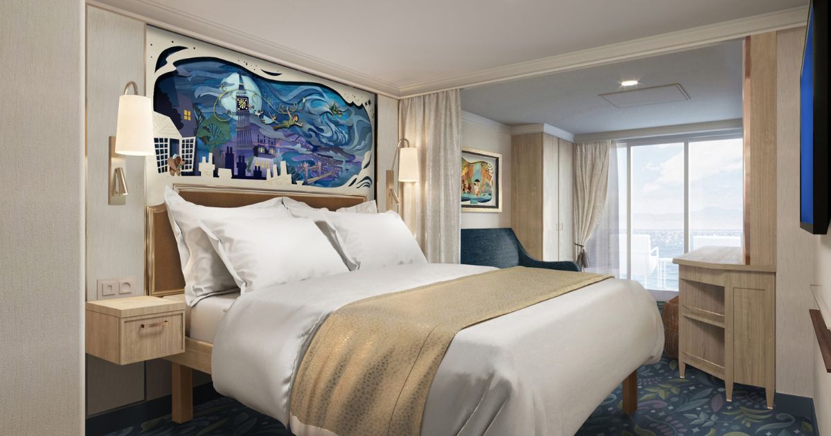 A Concierge stateroom with a private verandah on the Disney Believe